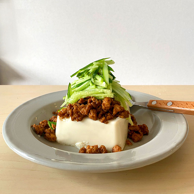 鶏ひき肉で甜麺そぼろ豆腐